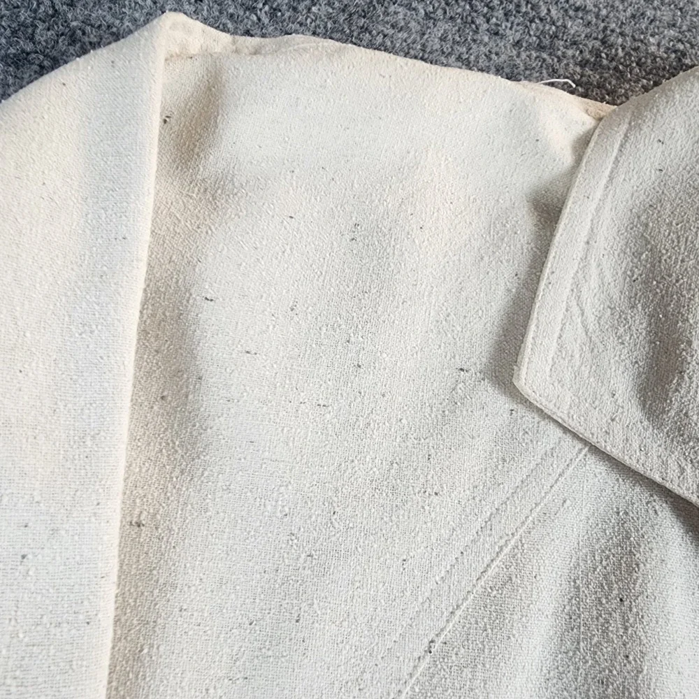 Vintage Naturelle George Georgiou Raw Silk Cardigan Cream‎ XS Coat Lagenlook